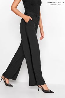 Long Tall Sally Black Dark Wide Leg Tuxedo Trousers (696900) | OMR19