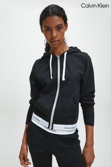 黑色 - Calvin Klein灰色純棉居家連帽上衣 (697263) | NT$3,260