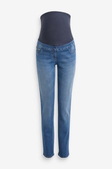 Умеренно синяя джинсовая ткань - Узкие джинсы для беременных (697596) | 16 820 тг