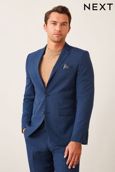 Bright Blue Slim Wool Mix Textured Suit Jacket (697671) | €38