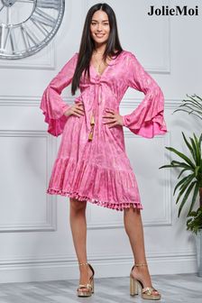 Jolie Moi Pink Crochet Trim Midi Holiday Dress (697688) | €50