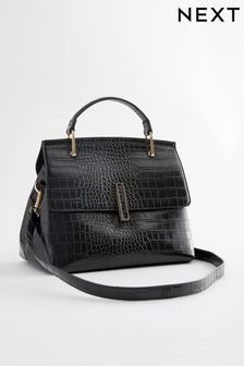 Black Croc Effect Handheld Tote Bag (697718) | €14