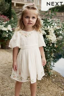 White Embroidered Cotton Dress (3mths-10yrs) (697782) | Kč985 - Kč1,215