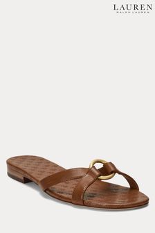 Rjava - Lauren Ralph Lauren Emmy Crossover Slide Sandals (698093) | €181