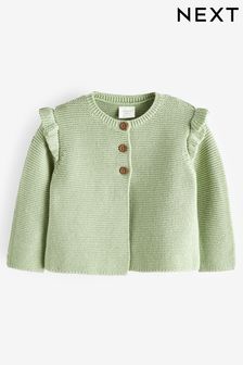 Sage Green Baby Frill Shoulder Knitted Cardigan (0mths-2yrs) (698145) | $25 - $29