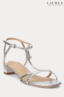 Lauren Ralph Lauren Silver Fallon Lizard Embossed Sandals (698158) | €218