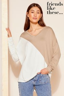 Friends Like These Soft Jersey V Neck Long Sleeve Tunic Top