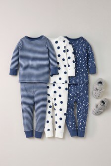 3 Pack Star/Stripe Snuggle Pyjamas (9mths-16yrs)
