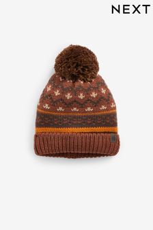 Rust Brown Fairisle Pattern Pom Hat (3mths-16yrs) (698717) | €7 - €11