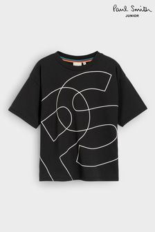 Черный - Свободная футболка для мальчиков с короткими рукавами и принтом ps Paul Smith Junior (698766) | €55
