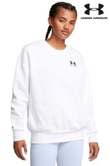 Under Armour White Oversized Icon Fleece Crew Sweatshirt (699015) | $103