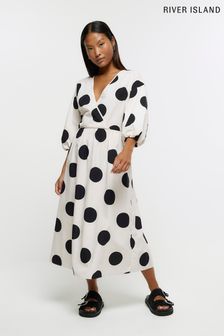 River Island Petite Puff Sleeve Midi Dress (699659) | 157 zł