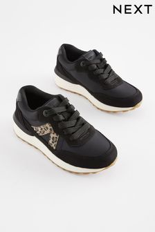 Black Animal Print Lace-Up Chunky Trainers (699948) | €19 - €25