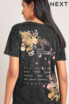 Charcoal Grey Charcoal Grey Floral Back Graphic Short Sleeve Top (6V6553) | 52 zł