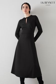 LK Bennett Sera Lenzing™ Ecovero™ Viscose Blend Black Dress (700069) | €143