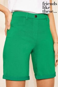 Friends Like These Green Sculpt and Shape Turn Up Jersey Shorts (700265) | $41