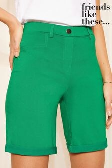 Friends Like These Green Sculpt and Shape Turn Up Jersey Shorts (700265) | $41