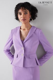 LK Bennett Royal Ascot X LKB Lilac Purple Adele Recycled Crepe Jacket (700285) | €206