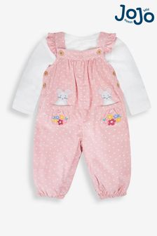 粉色小老鼠 - Jojo Maman Bébé貼花燈芯絨背帶褲和上衣套裝 (700405) | NT$1,380