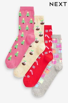 Multi Conversational Christmas Ankle Socks 4 Pack (700537) | €6