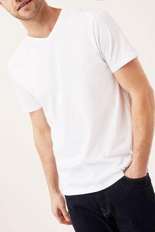 White V-Neck Regular Fit Essential T-Shirt (700985) | KRW11,200
