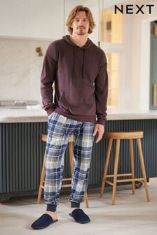 Rot/Blau kariert - Thermo-Pyjama mit Kapuze (701389) | 22 €