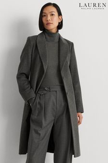 Lauren Ralph Lauren Grey Wool Blend Reefer Coat (701678) | DKK2,012