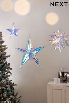 Set of 3 Iridescent Hanging Star Christmas Decorations (701860) | 8 €