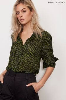 Зеленый - рубашка с абстрактным принтом Mint Velvet (702474) | €109