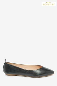 Black Signature Leather Ballerina Shoes (702800) | BGN 90