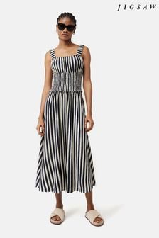 Jigsaw Cream Cotton Slub Stripe Dress (702940) | €82