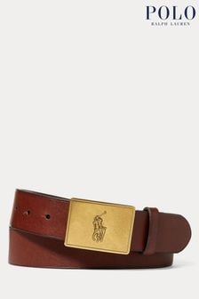 Polo Ralph Lauren Pony Logo Plaque Leather Belt (704057) | LEI 507