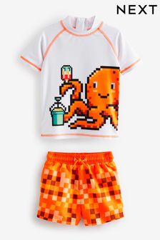 Orange Octopus - Sunsafe Top And Shorts Set (3mths-7yrs) (704114) | kr250 - kr320