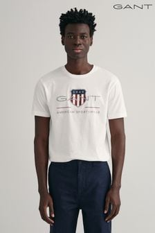 Weiß - Gant Archive T-Shirt mit Schildlogo, Blau (704318) | 70 €