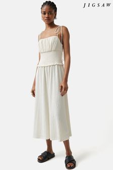 Jigsaw Crinkle Jersey Strap White Dress (704365) | €79