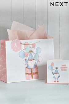 Pink Gonk Gift Bag and Card Set