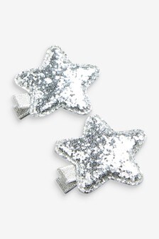 Silver Christmas Star Hair Clips 2 Pack (704769) | €9