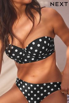Czarno-biała w kropki - Balconette Bandeau Wired Bikini Top (704983) | 180 zł