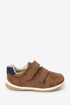 Tan Brown Wide Fit (G) Leather First Walker Shoes (705160) | $88