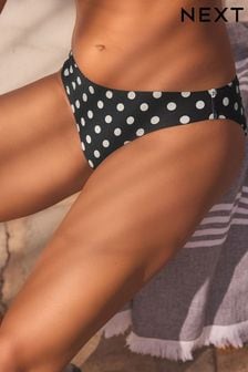 Black/White Spot Ruched Side High Leg Bikini Bottoms (705253) | kr185