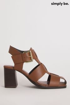 Simply Be Extra Wide Fit Fishermans Block Heels Brown Sandals (705262) | 142 zł