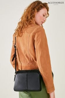 Accessorize Leather Double Zip Cross-Body Bag