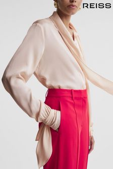 Reiss Nude Giselle Tie Detail Blouse (705585) | $298
