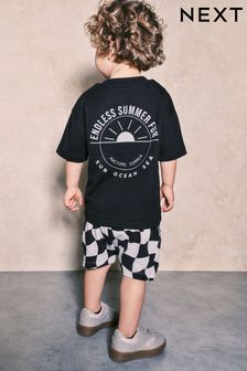 Black T-Shirt And Shorts Set (3mths-7yrs) (705798) | AED53 - AED73
