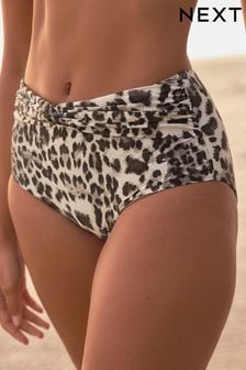 Grey/Cream Leopard High Waist Bikini Bottoms (706116) | HK$153