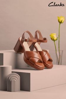 Clarks Brown Suede Ritzy 75 Rae Sandals (706287) | €124