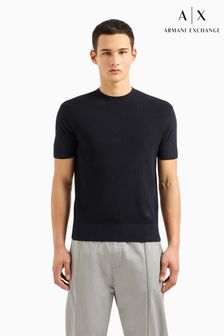 Armani Exchange Navy Blue Knitted T-Shirt