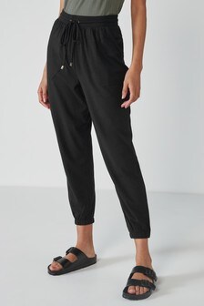 Button Detail Jersey Joggers