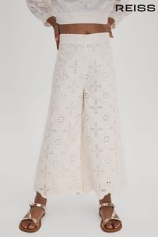 Reiss Ivory Nella Senior Cotton Broderie Lace Trousers (707032) | €80