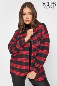 Yours Curve Red Brushed Oversized Boyfriend Shirt (707049) | OMR13